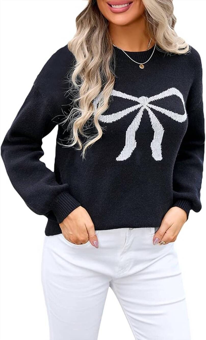 NEW NASH GREY ella bow sweater - plus in black